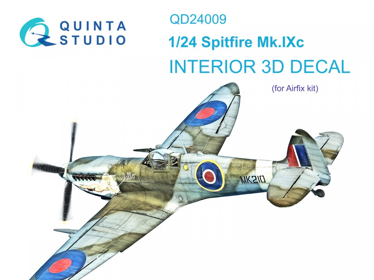 Quinta Studio QD24009 Spitfire Mk.IXc 3D-Printed &amp;amp; coloured Interior on decal paper (Airfix) 1/24