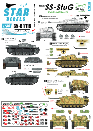Star Decals 35-C1119 SS - StuG # 3. Das Reich 1/35