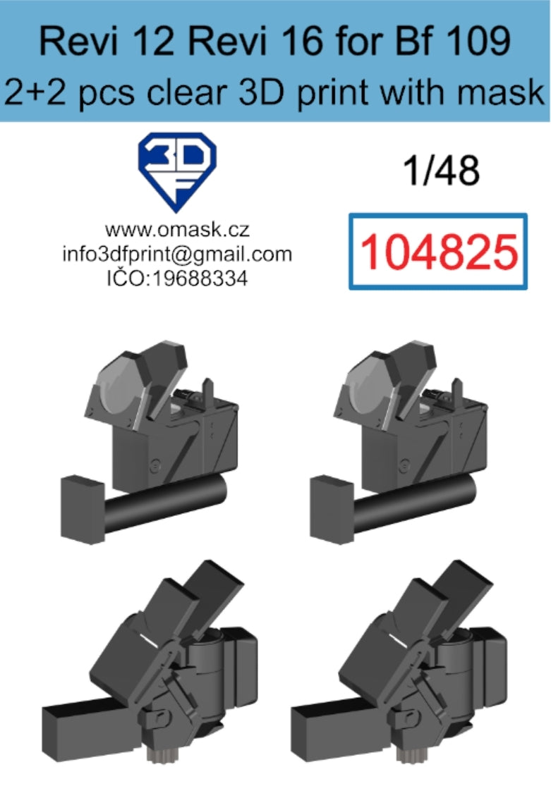 Omask 104825 Revi 12 + Revi 16 for Bf 109 Clear 3D Print (2+2 pcs) 1/48
