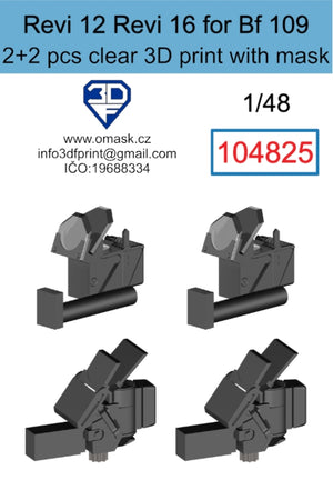 Omask 104825 Revi 12 + Revi 16 for Bf 109 Clear 3D Print (2+2 pcs) 1/48