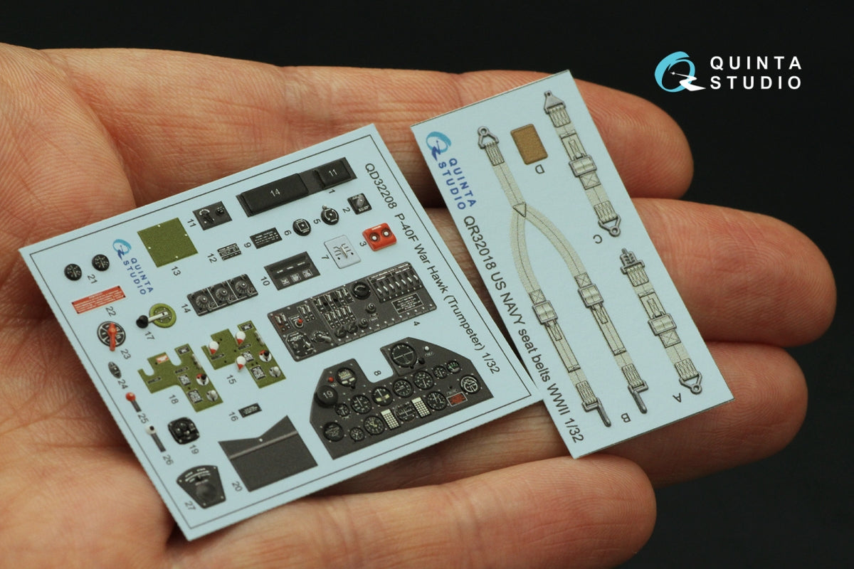 Quinta Studio QD32208 P-40F WarHawk 3D-Printed coloured Interior on decal paper (Trumpeter) 1/32 – immagine 3