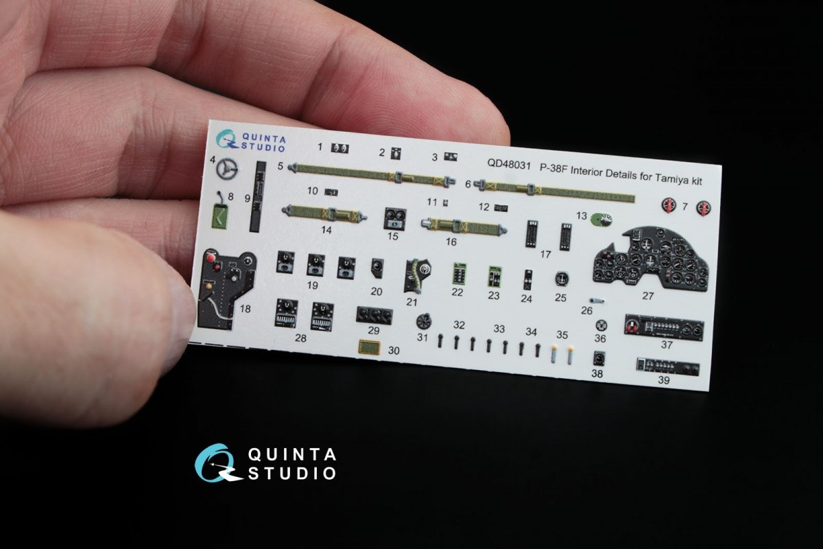 Quinta Studio QD48031 P-38F 3D-Printed &amp;amp; coloured Interior on decal paper (for Tamiya kit) 1/48 – immagine 3