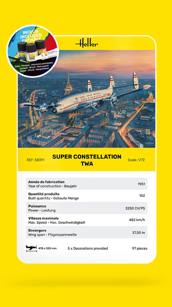 Heller 58391 Super Constellation TWA - Starter Kit 1/72 – immagine 7