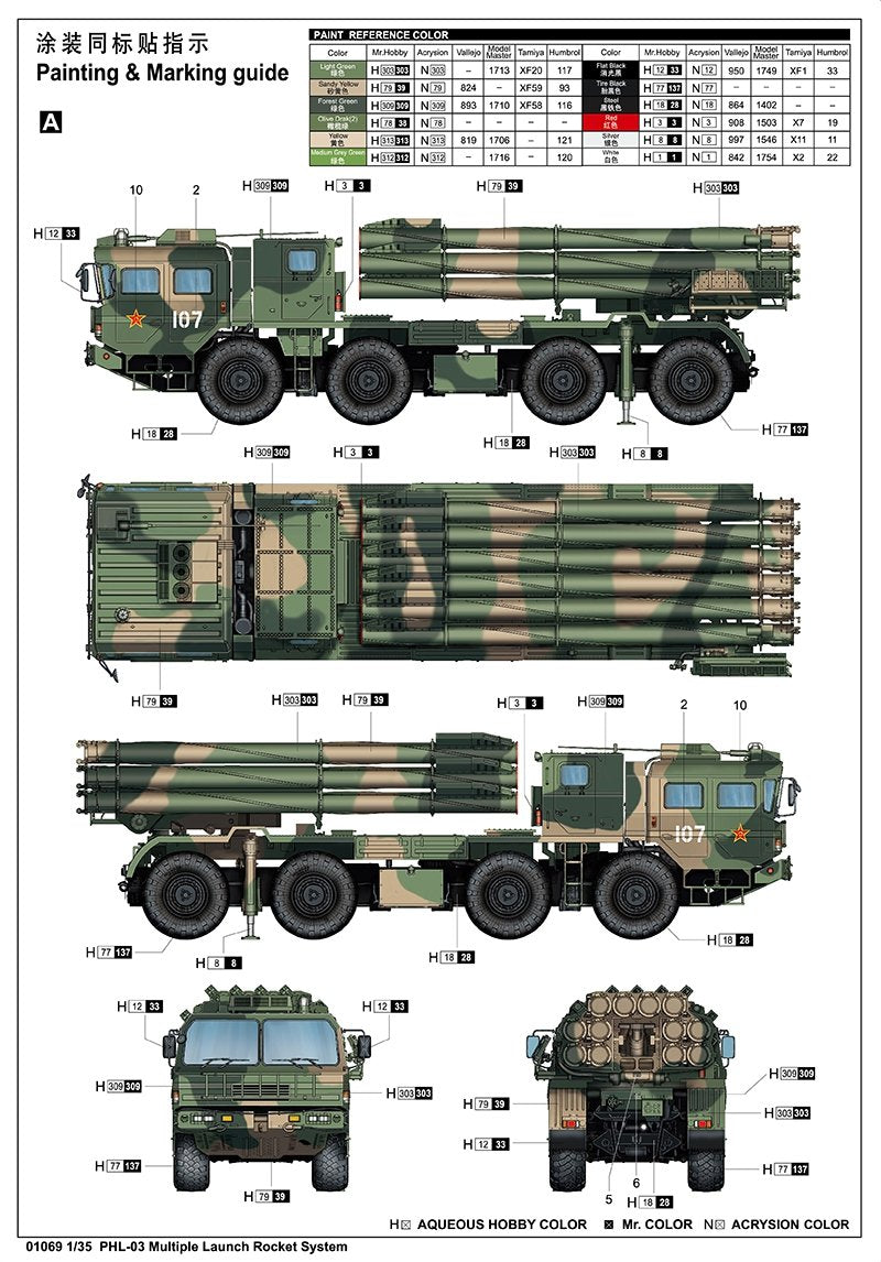 Trumpeter 01069 PHL-03 Multiple Launch Rocket System 1/35 – imagen 3