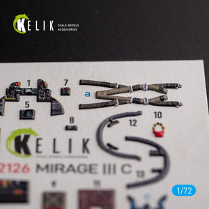 KELIK K72126 MIRAGE III C - interior 3D decals for Modelsvit kit 1/72 – Bild 2