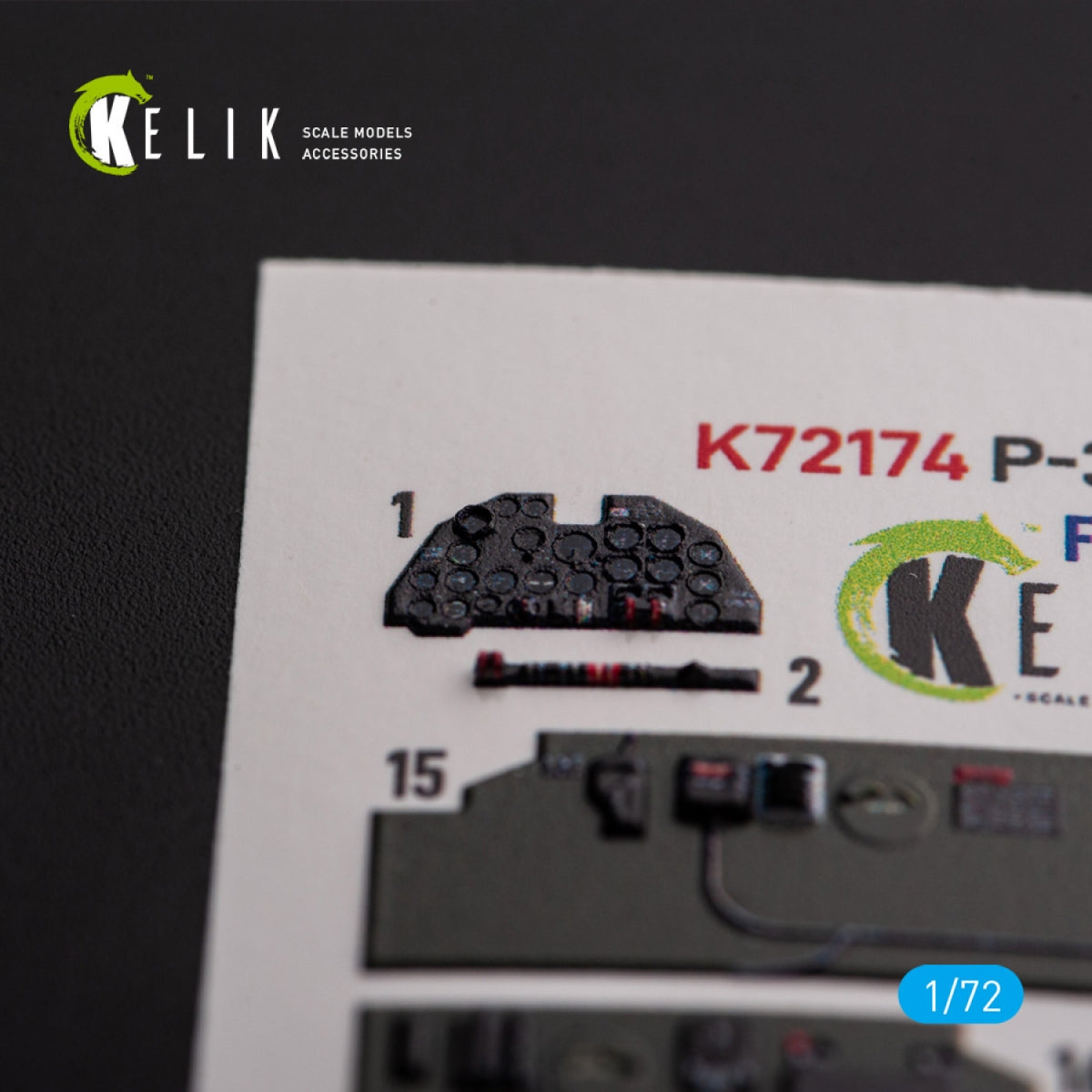 Kelik K72174 Р-38J "Lightning" - interior 3D decals for Italeri/Academy kit 1/72