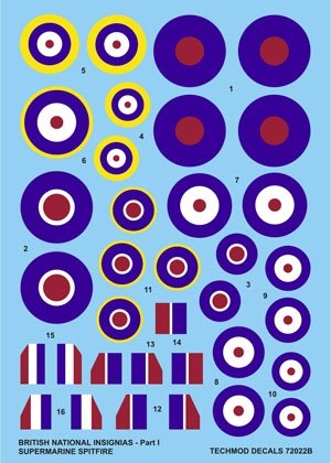 Techmod 72022 - British National Insignias - Supermarine Spitfire 1/72