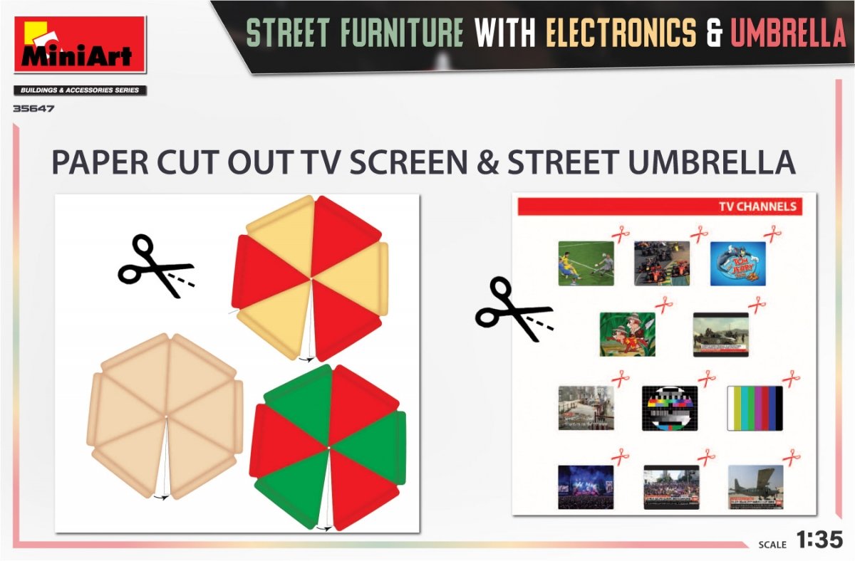 MiniArt 35647 STREET FURNITURE WITH ELECTRONICS &amp;amp; UMBRELLA 1/35 – Bild 3