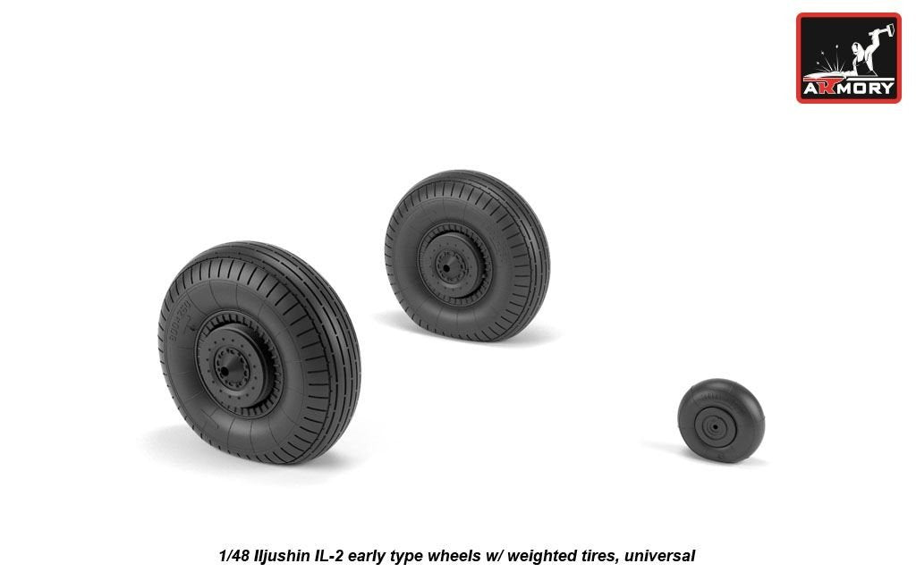 Armory Models AW48034 Iljushin IL-2 Bark early type wheels w/ weighted tires 1/48 – Bild 3
