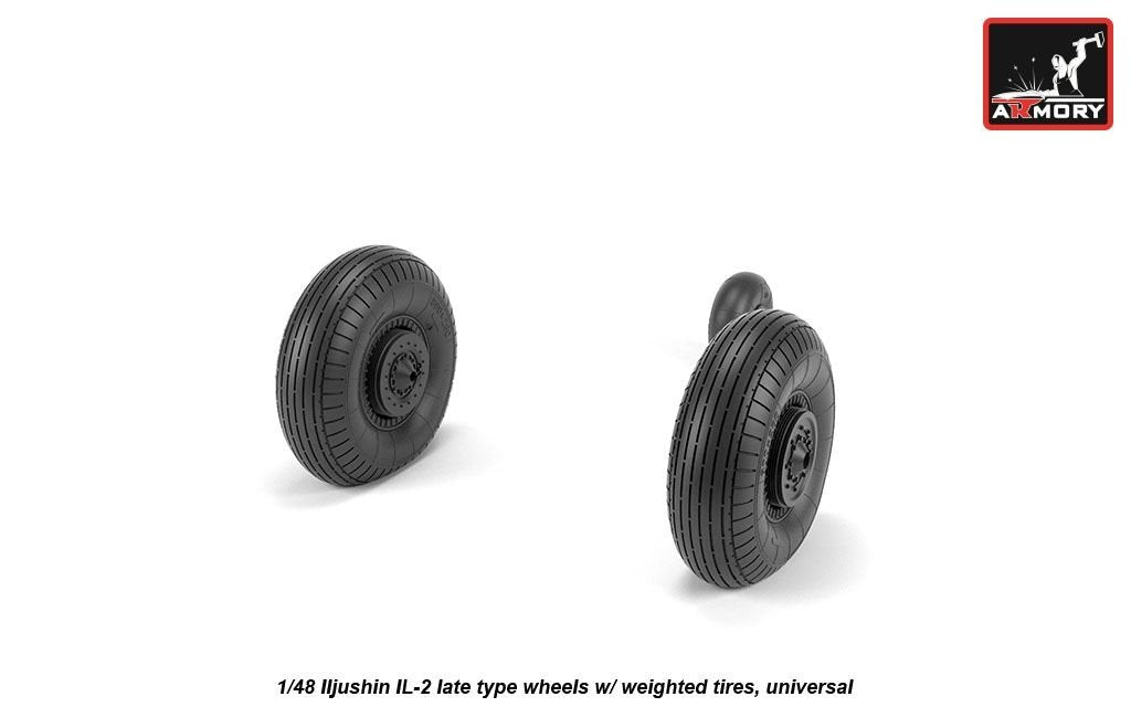 Armory Models AW48035 Iljushin IL-2 Bark late type wheels w/ weighted tires 1/48 – immagine 2