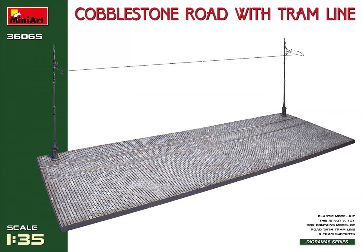 Miniart 36065 ROUTE PAVÉE AVEC LIGNE DE TRAMWAY 1/35