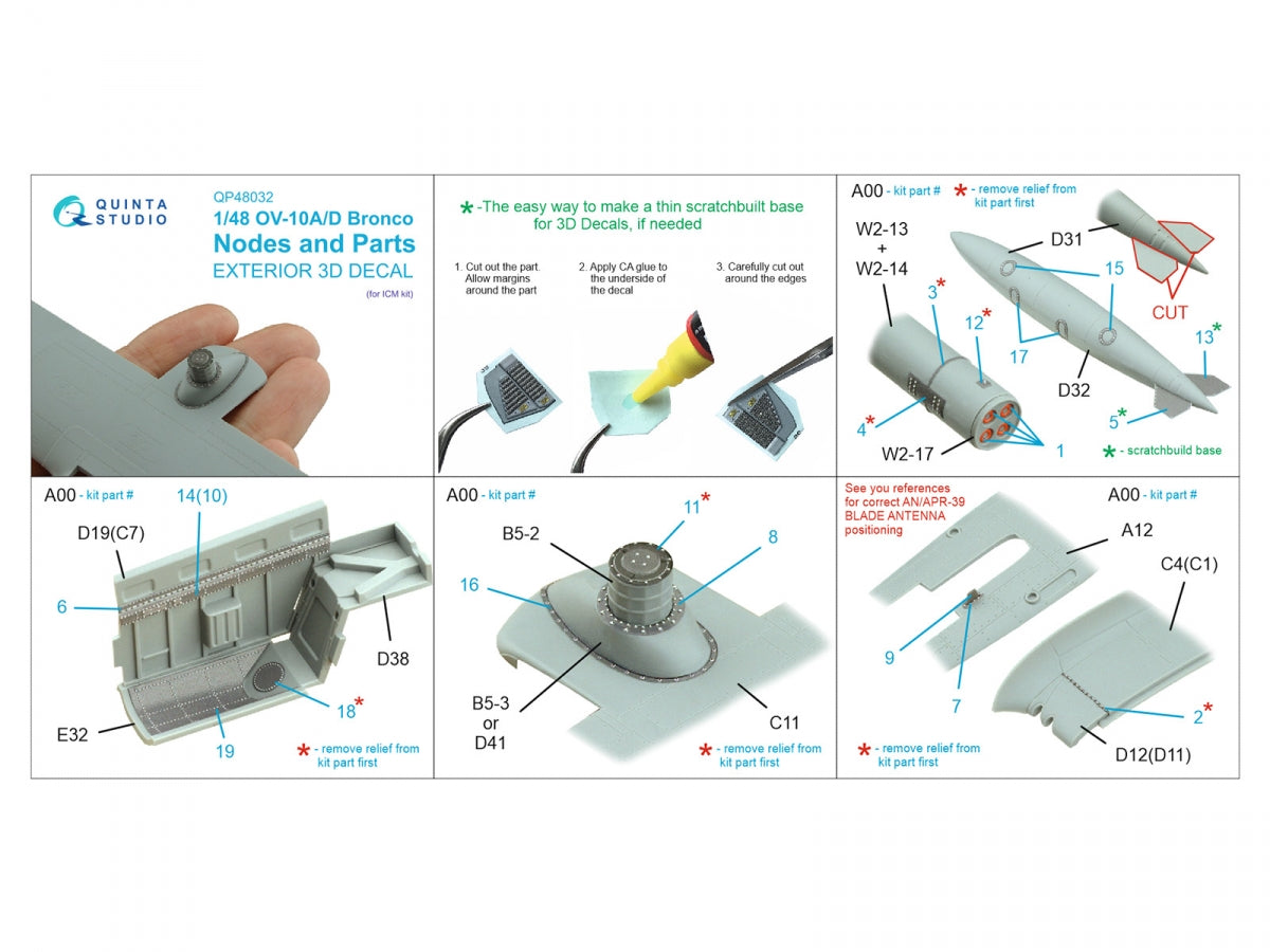 Quinta Studio QP48032 OV-10A/D Bronco Nodes and Parts (ICM) 1/48 – immagine 2
