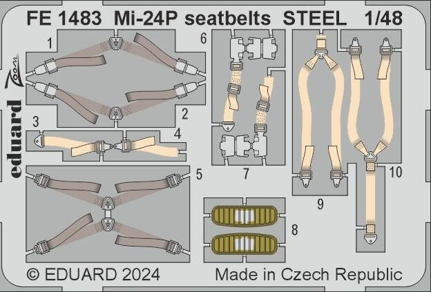 Ceintures de sécurité Eduard FE1483 Mi-24P STEEL TRUMPETER 1/48