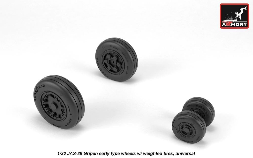 Armory Models AW32502 JAS-39 Gripen wheels w/ weighted tires, early 1/32