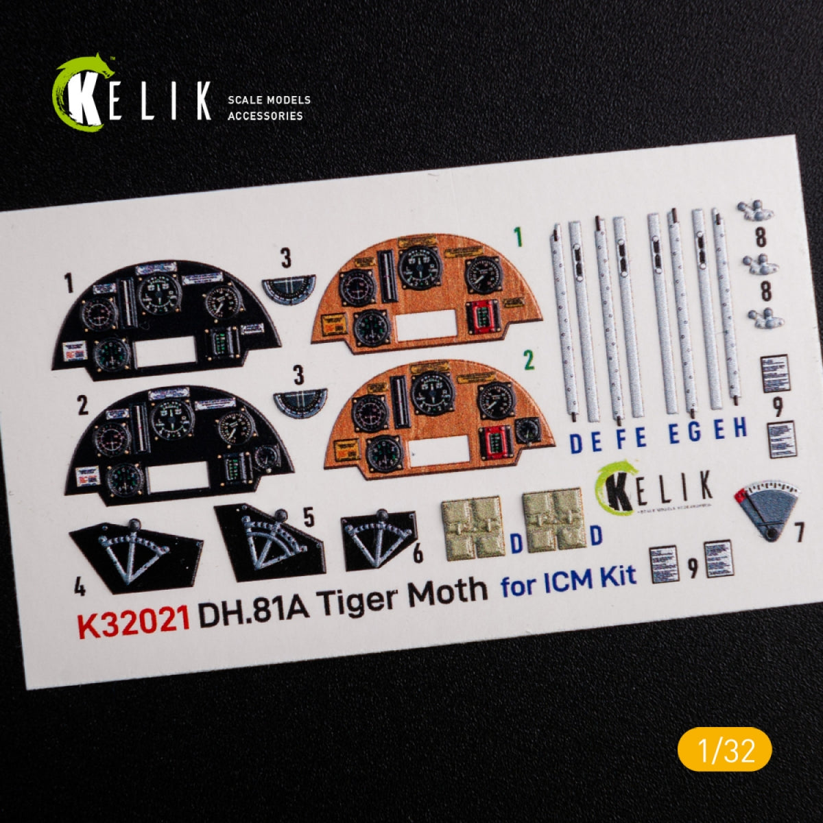 KELIK K32021 DH.81A Tiger Moth - Interior 3D Decal for ICM kit 1/32 – Bild 3