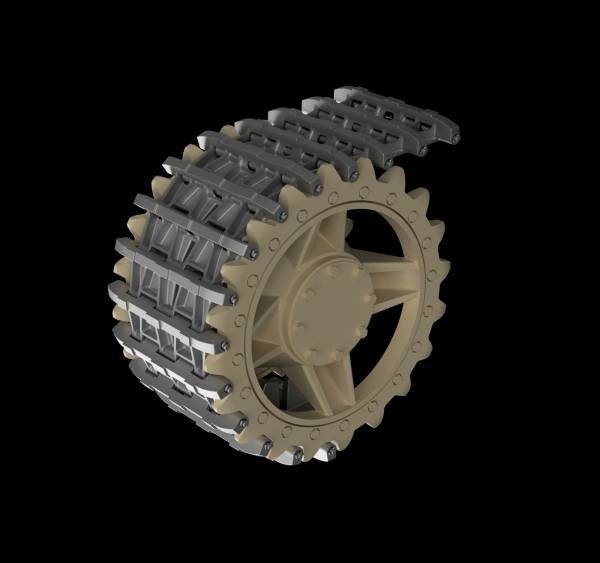 Panzer Art TR35-018 Entwicklungfahrzeug E-25 tracks + correct drive wheels 1/35 – Bild 2