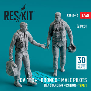RESKIT RSF48-0042 OV-10D+ &amp;quot;Bronco&amp;quot; male pilots (in a standing position - type 1) (2 pcs) (3D Printed) 1/48