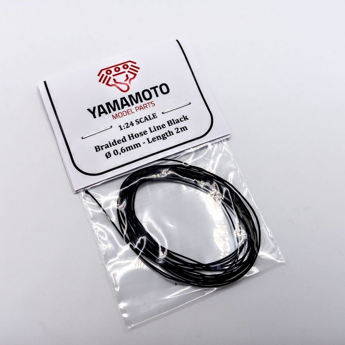 Yamamoto Model Parts YMPTUN75 Braided Hose Line Black 0.6mm 2m 1/24
