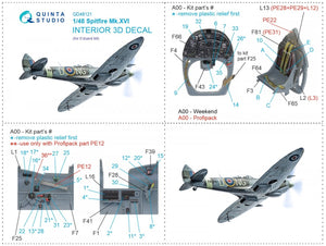 Quinta Studio QD48121 Spitfire Mk.XVI 3D-Printed &amp;amp; coloured Interior on decal paper (Eduard) 1/48 – zdjęcie 12