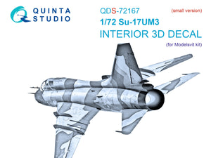 Intérieur imprimé en 3D et coloré sur papier décalcomanie (Modelsvit) pour le Su-17UM3 de Quinta Studio QDS-72167 (petite version) à l&amp;#39;échelle 1/72