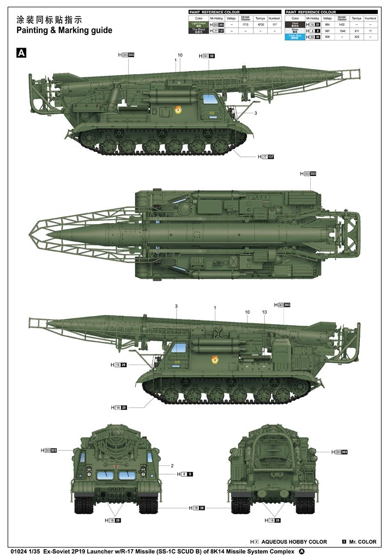 Trumpeter 01024 Ex-Soviet 2P19 Launcher w/R-17 Missile SS-1C SCUD B of 8K14 Missile System – imagen 3