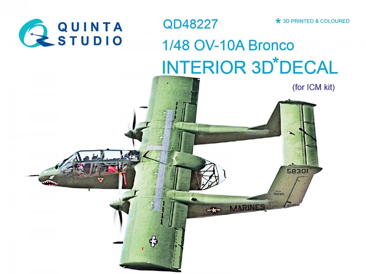 Intérieur imprimé en 3D et coloré sur papier décalcomanie Quinta Studio QD48227 OV-10A Bronco (pour kit ICM) 1/48