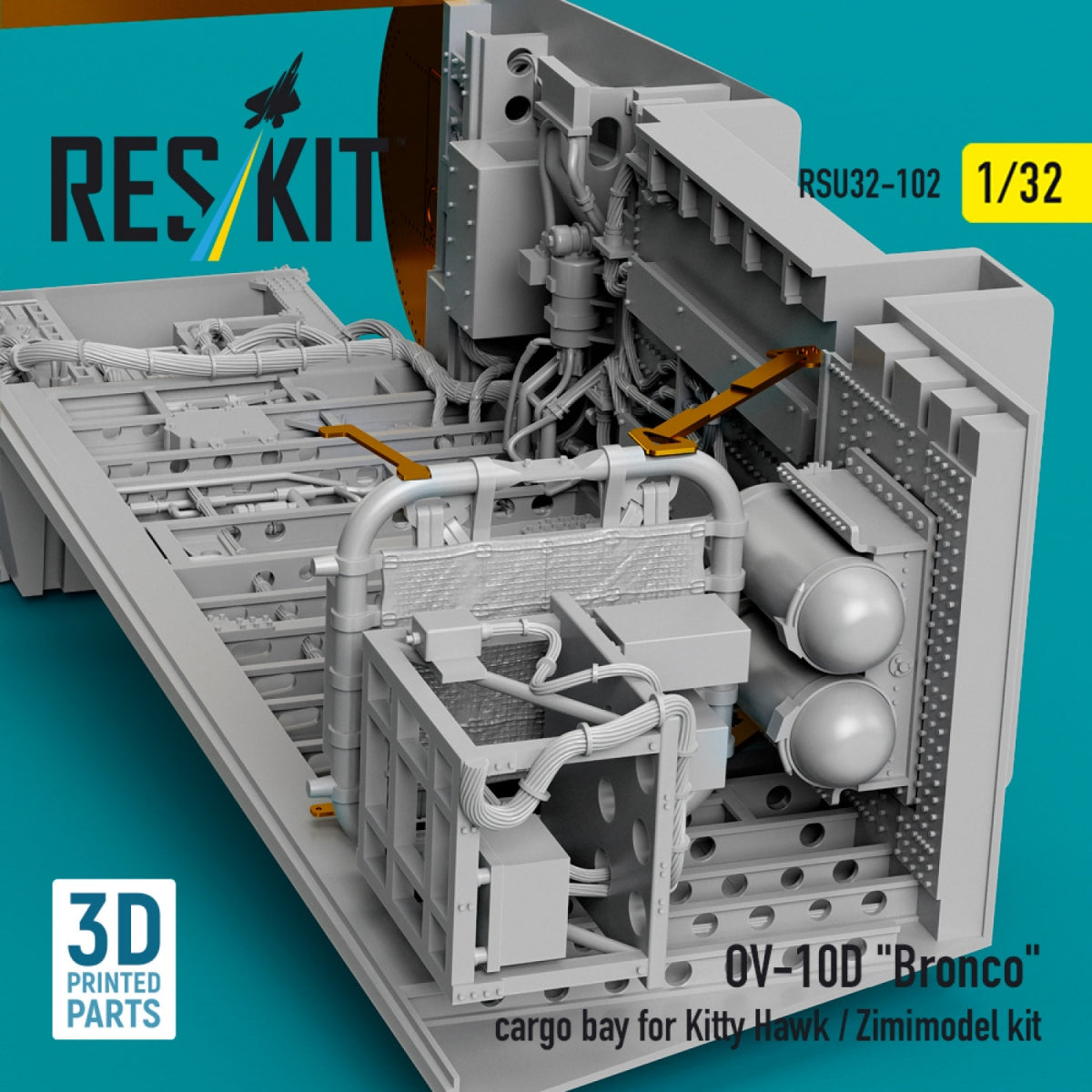 RESKIT RSU32-0102 OV-10D &amp;quot;Bronco&amp;quot; cargo bay for Kitty Hawk/Zimimodel kit (3D Printed) 1/32 – immagine 3