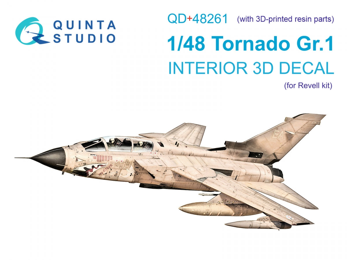 Quinta Studio QD+48261 Tornado GR.1 3D-Printed &amp; colored Interior on decal paper (Revell) (with 3D-printed resin parts) 1/48