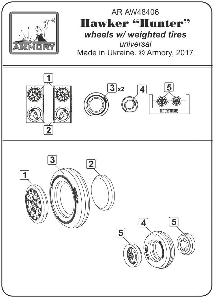 Armory Models AW48406 Hawker Hunter wheels w/ weighted tyres 1/48 – Bild 7