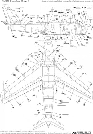 HobbyDecal ST48024V1 F-86 Stencils 1 ver 1 1/48 – immagine 3