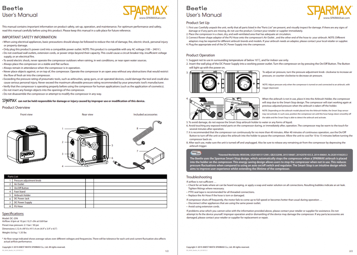 Sparmax DC25N Beetle - Mini Air Compressor – immagine 2