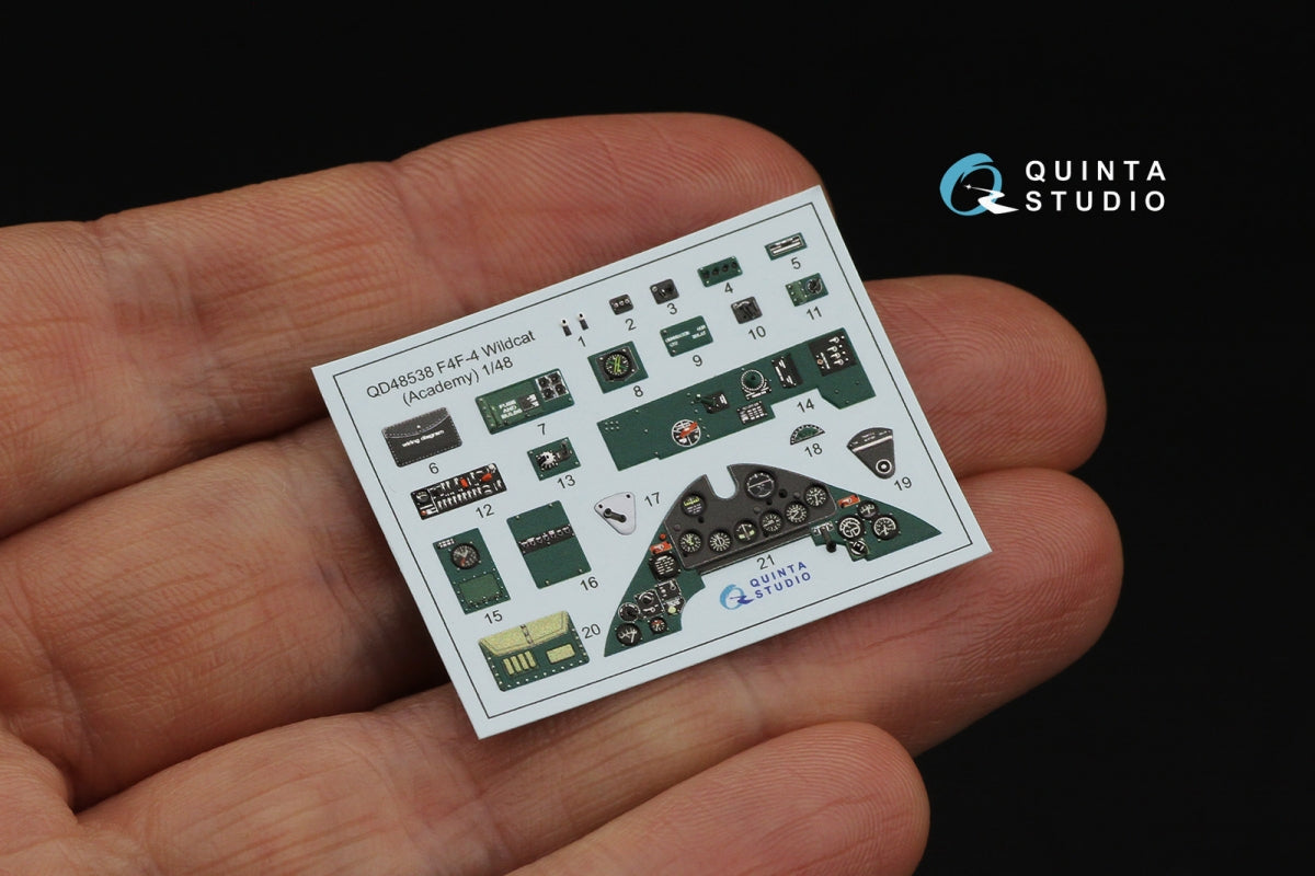 Quinta Studio QD48538 F4F-4 Wildcat 3D-Printed &amp;amp; coloured Interior on decal paper (Academy) 1/48 – immagine 4