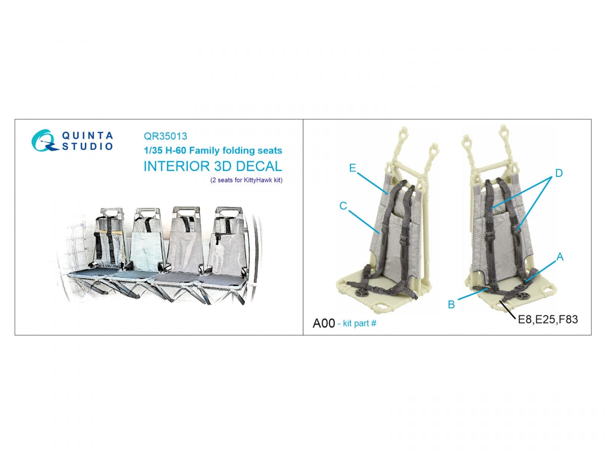 Quinta Studio QR35013 H-60 Family folding seats (KittyHawk), 2 pcs 1/35 – Bild 2