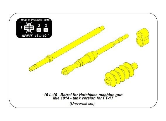 Aber 16L-10 Lufa do karabinu Hotchkiss Mle 1914 - wersja czołgowa / Barrel for Hotchkiss machine gun Mle 1914 - tank version for FT-17 1/16 – zdjęcie 7