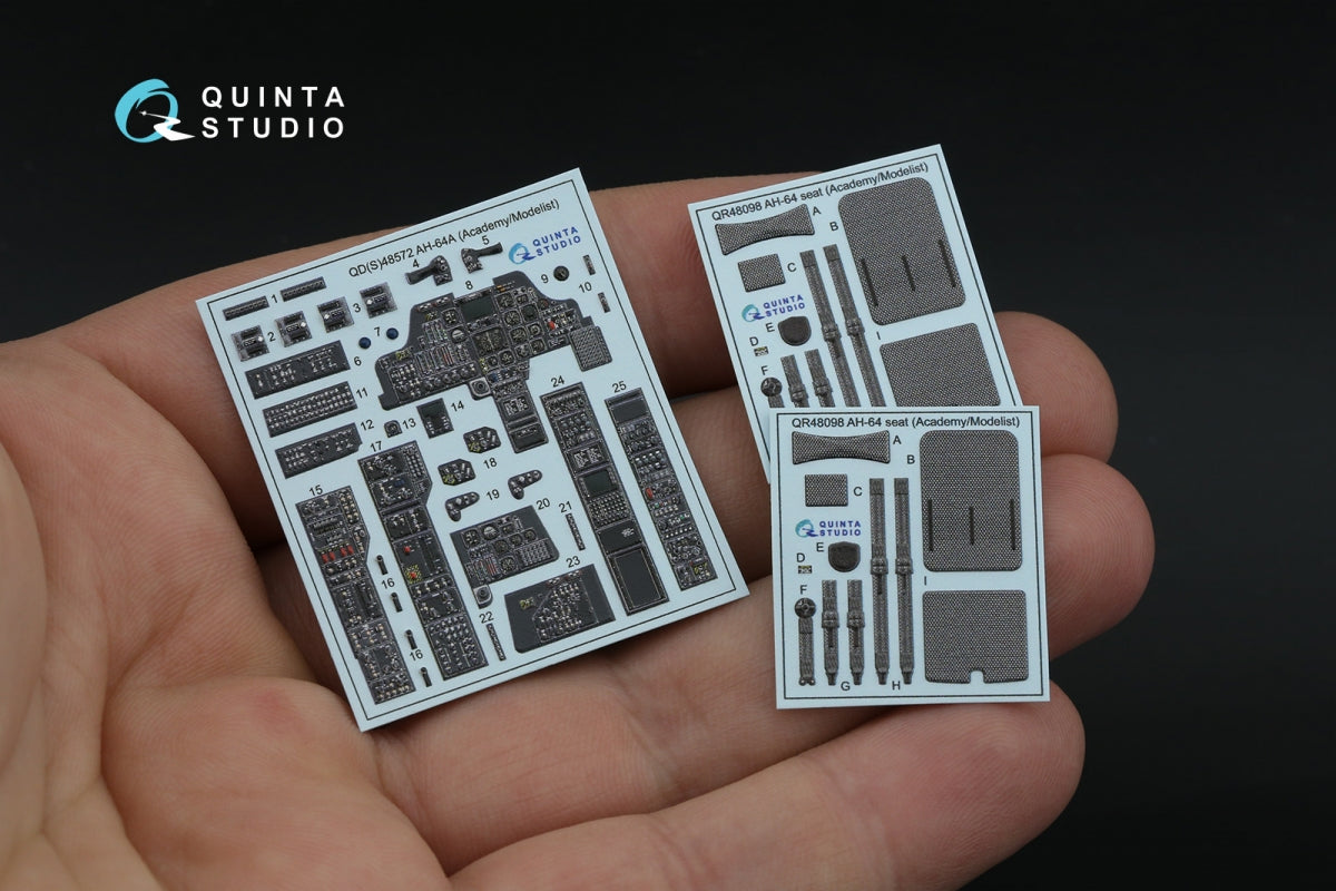 Quinta Studio QD48572 AH-64A 3D-Printed &amp;amp; coloured Interior on decal paper (Academy/Modelist) 1/48 – Bild 3