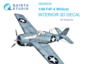 Quinta Studio QD48334 F4F-4 Wildcat 3D-Printed &amp;amp; coloured Interior on decal paper (Tamiya) 1/48