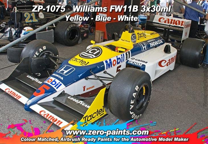 Zero Paints ZP-1075 Williams FW11B Blue/Yellow Paint Set 3x30ml – immagine 2
