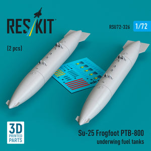 RESKIT RSU72-0326 Su-25 Frogfoot PTB-800 underwing fuel tanks (2 pcs) (3D Printed) 1/72