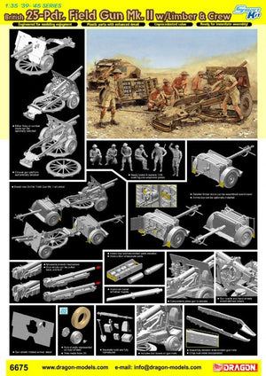 Dragon 6675 Canon de campagne britannique de 25 livres Mk.II avec avant-train et équipage (1/35) – image 2