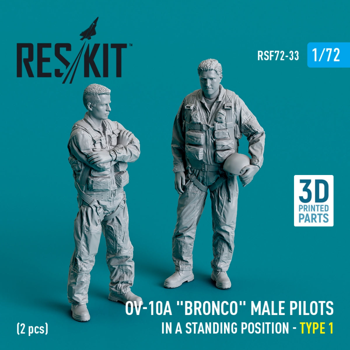 RESKIT RSF72-0033 OV-10A "Bronco" male pilots (in a standing position - type 1) (2 pcs) (3D Printed) 1/72