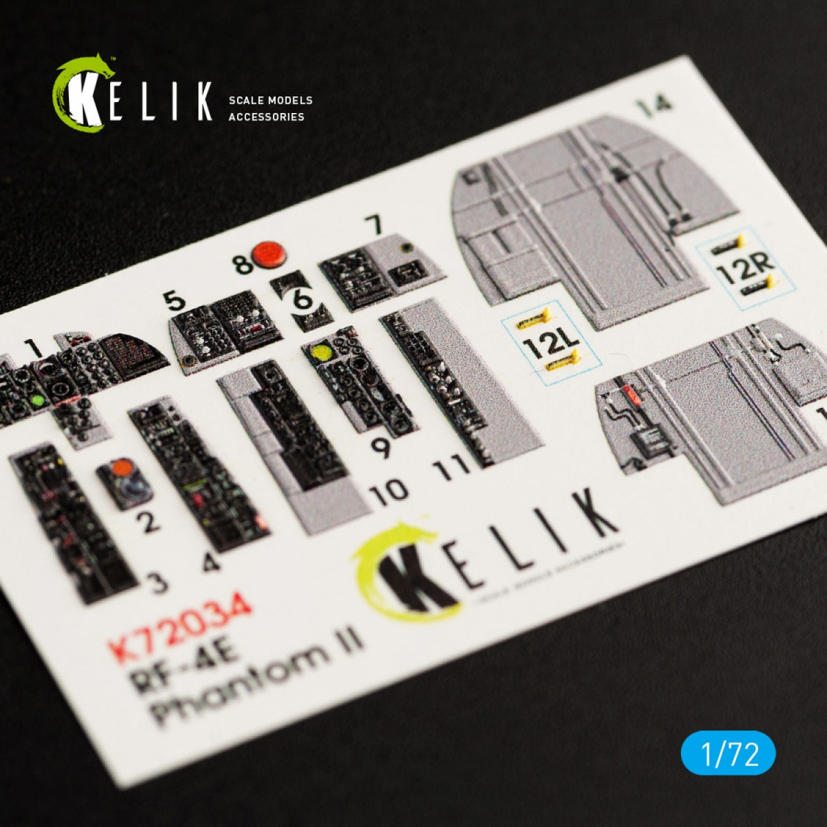 KELIK K72034 RF-4E "PHANTOM II" INTERIOR 3D DECALS FOR HASEGAWA KIT 1/72