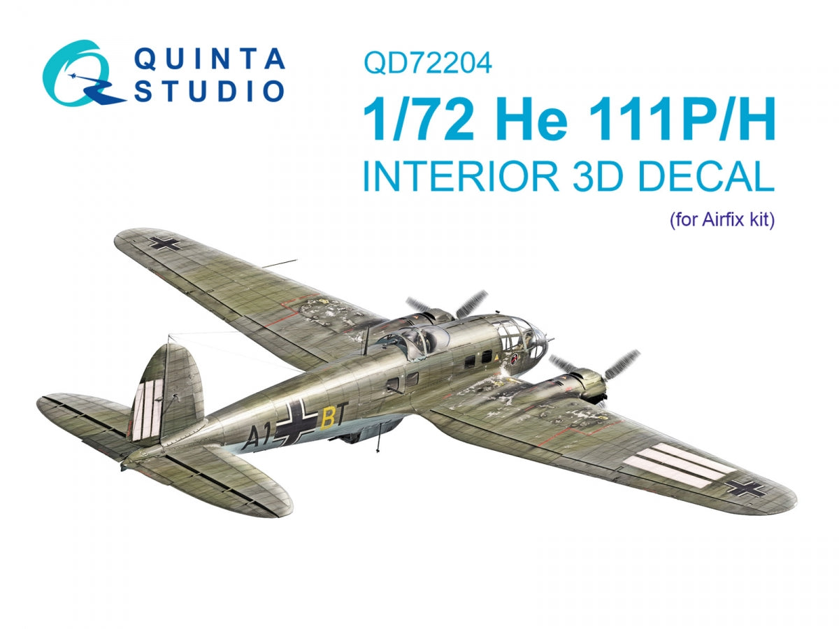 Quinta Studio QD72204 He 111 P/H 3D-Printed & coloured Interior on decal paper (Airfix) 1/72