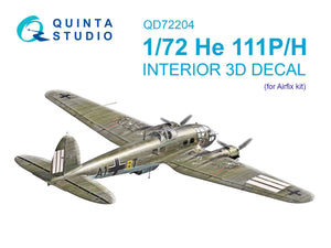 Intérieur imprimé en 3D et coloré sur papier décalcomanie Quinta Studio QD72204 He 111 P/H (Airfix) 1/72