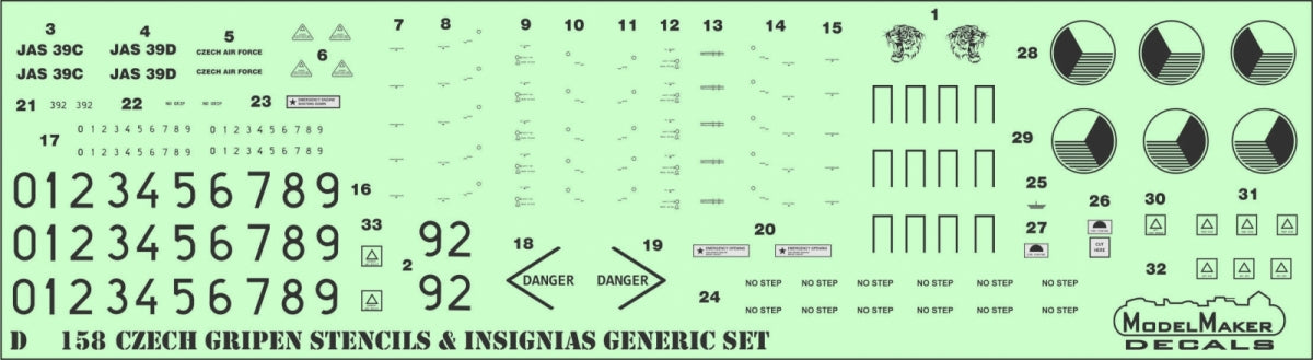ModelMaker Decals D48158 Czech Gripen Stencils &amp;amp; Insignias generic set 1/48 – imagen 2