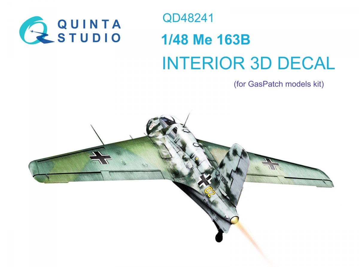 Quinta Studio QD48241 Me 163B 3D-Printed &amp;amp; coloured Interior on decal paper (GasPatch models) 1/48