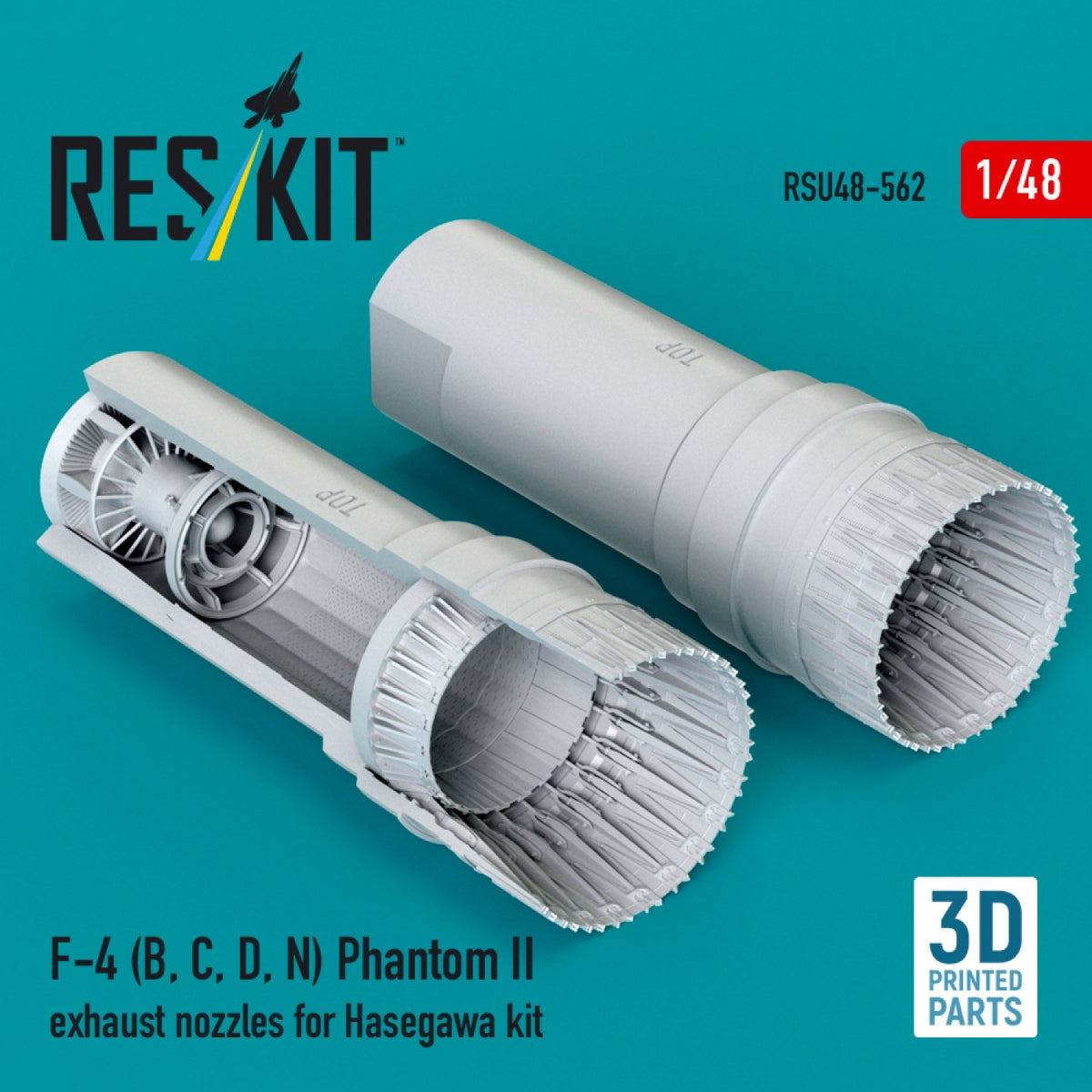 RESKIT RSU48-0562 F-4 (B, C, D, N) Phantom II exhaust nozzles for Hasegawa kit (3D Printed) 1/48