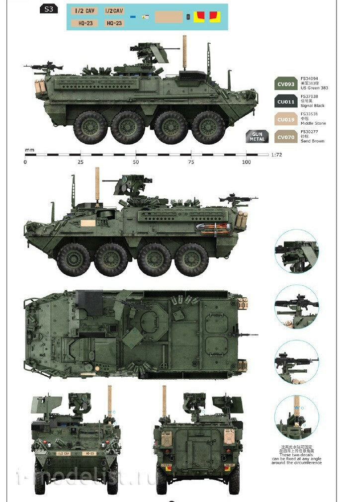 Border Model TK-7015 Stryker M1127 RV with Rear M240B and HF Antenna 1/72 – immagine 3