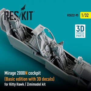 RESKIT RSU32-0095 MIRAGE 2000N COCKPIT (BASIC EDITION WITH 3D DECALS) FOR KITTY HAWK / ZIMIMODEL KIT (3D PRINTED) 1/32 – image 3