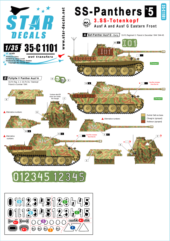 Star Decals 35-C1101 SS-Panthers n° 5 1/35