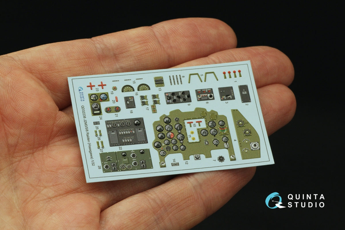 Quinta Studio QD32238 Mitsubishi J2M3/5/6 Raiden 3D-Printed coloured Interior on decal paper (Hasegawa) 1/32 – immagine 3